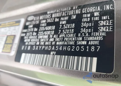 2017 Kia Sorento 3.3L Ex from USA, damaged, VIN 5XYPHDA54HG205187